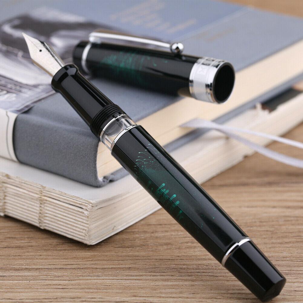 MAJOHN – stylo-plume à Piston T5, en métal Iridium EF/F/M, magnifique stylo à encre de grande capacité pour écriture, de bureau avec boîte