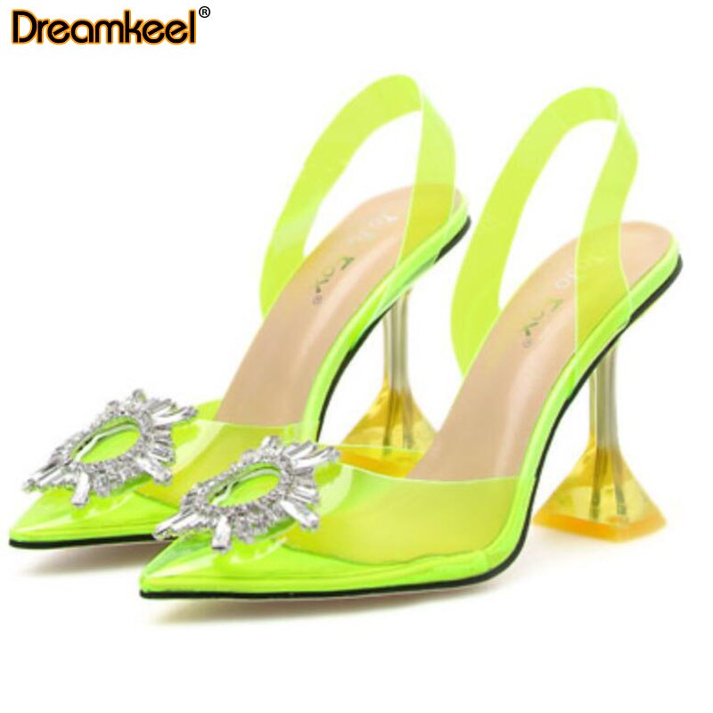 Transparante schoenen dames pumps kristallen cup hak damesschoenen hoge hak puntige neus hoge hakken feest gala schoenen sandalen r