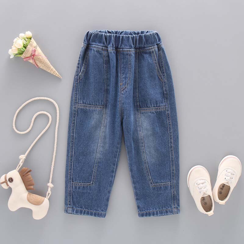 Drenge jeans patchwork småbørn pige jeans efterår vinter jeans til børn piger afslappet stil små børn baby dreng pige denim tøj: 5