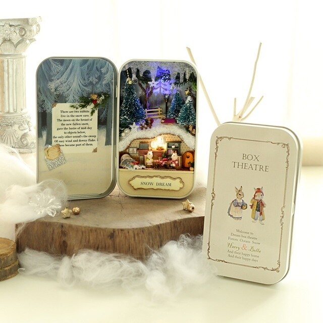 skrzynka teatr meble robić domku dla lalek zabawka miniaturka DIY miniaturowe meble dla lalek doprowadziło zabawki podświetlane na prezent urodzinowy dla dzieci: B