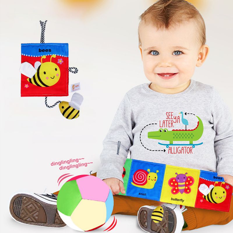 Baby Cartoon Cloth Book Animal Puzzle Toys Perfect For Kids Infants Education Development - Newborn Canvas Bed Gallery Bumper Pa