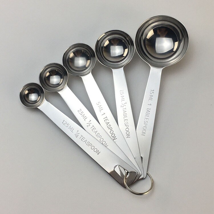 5 PCS Stainless Steel Measuring Scoop Spoon Set with Scale Value for Cooking Baking 1.25ml 2.5ml 5ml 7.5 ml 15ml: Default Title