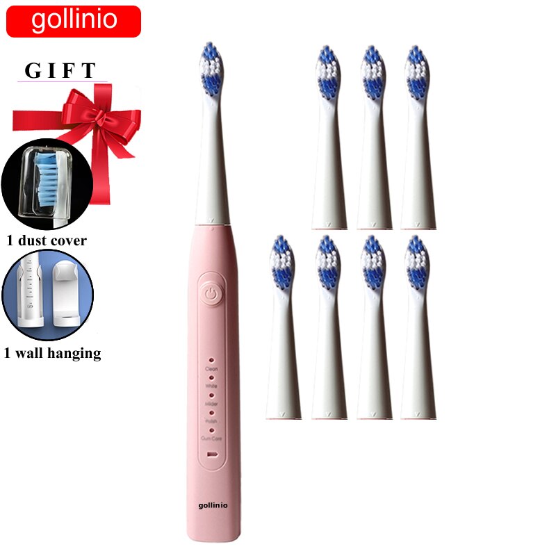 Gollinio Electric Toothbrush usb fast charging GL09F Adult teeth brush Rechargeable smart Replacement Head