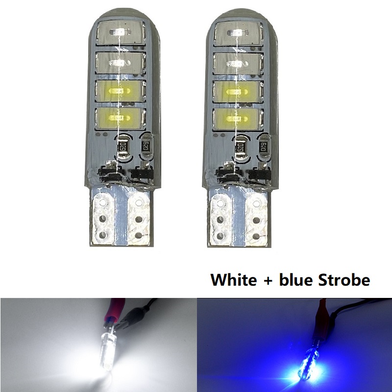 Two Color Flash Automobile LED Lamp T10 5630 8smd Double Color Flash Lamp T10 Silicone Lamp Bulb Car Accessories: green / 3000K