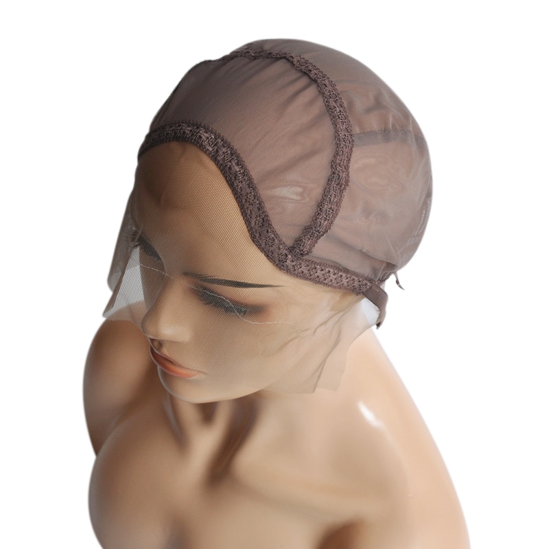 Bonnet de perruque Swiss Lace Front pour faire des perruques, bonnet de tissage avec bretelles réglables avec ligne de guidage cousue dans la taille S/M/L