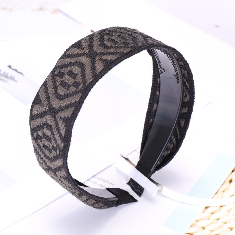 Südkorea Dongdaemun Kunling Promi Stil Breite Dicke Haar Bands Herbst Und Winter Neue Stil Elegante Stirnband Headba: Army Green Rhombus Webbing Tablet Hair Bands