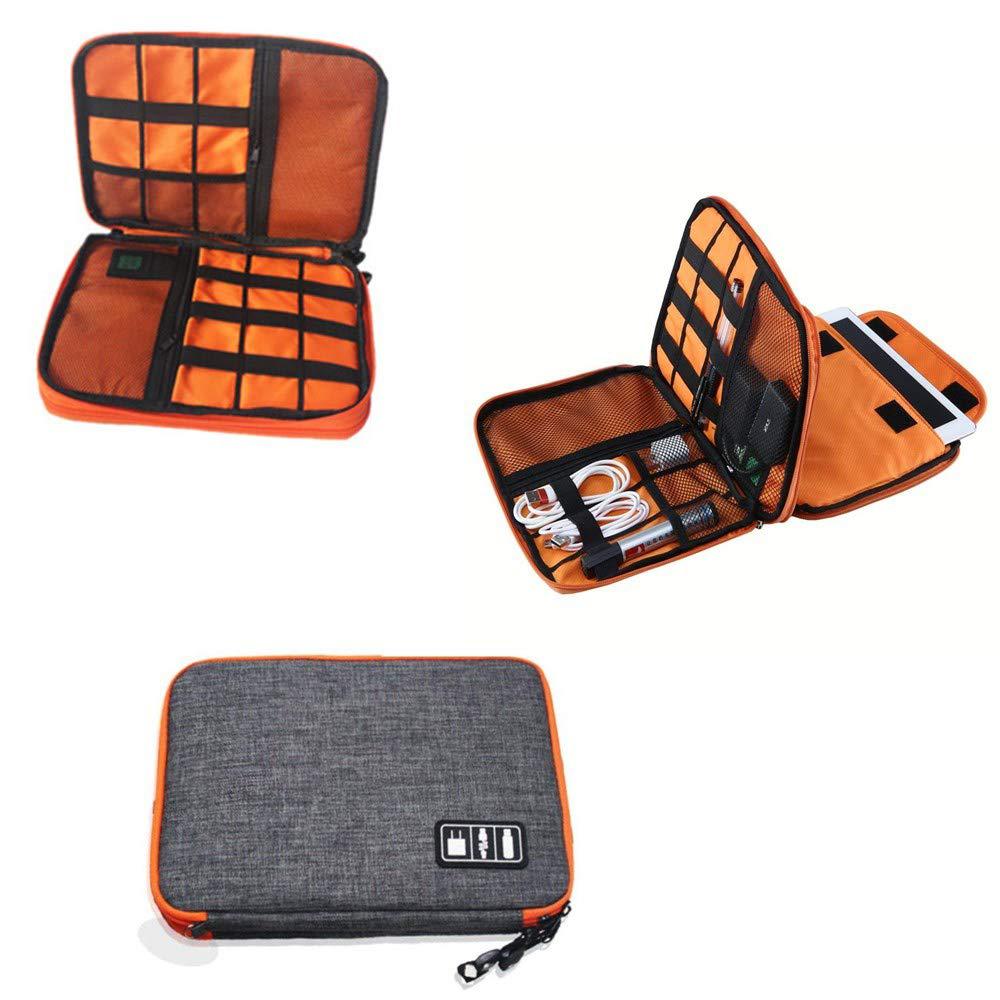 Travel Cable Bag Portable Digital USB Gadget Organizer Charger Wires Cosmetic Zipper Storage Pouch Kit Case Accessories Supplies: Large orange