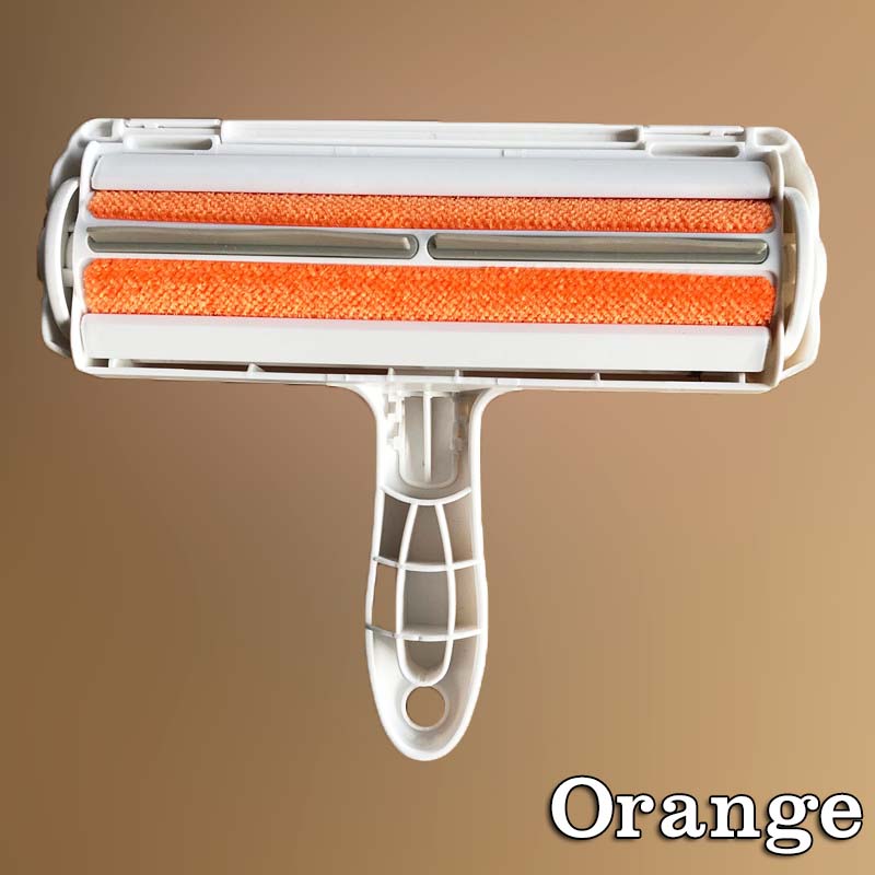 Rodillo para quitar pelo de mascota, cepillo para quitar pelo de 2 vías, para limpiar alfombras, quita pelos de perro y pelusas de gato: orange