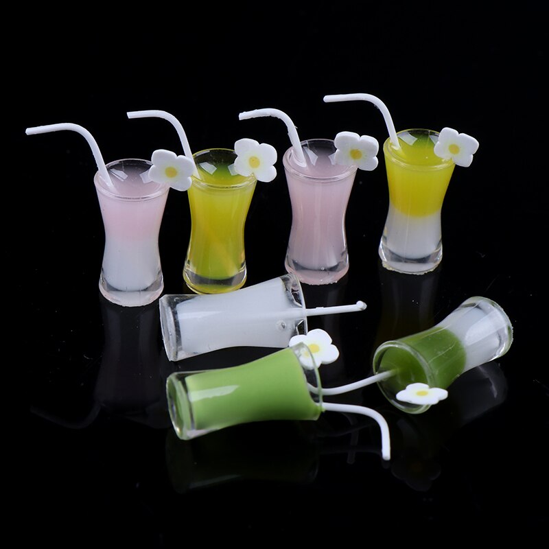 4pcs 1/12 Dollhouse Miniature Resin Cocktail Cup Drink Glass Toy Doll House Decoration 1:12 Simulation Room Furniture Toys