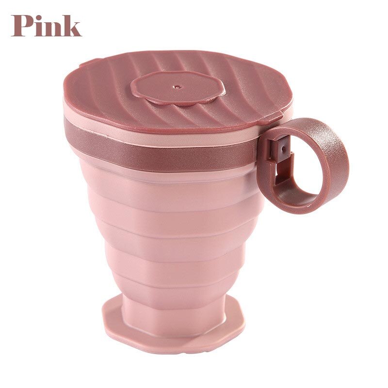 1pc Kaffee Becher Reise Faltbare Silikon Tasse Klapp Wasser Tassen Lebensmittel Klasse Küche Trinken Ware Becher Tee Kaffee Tassen: Rosa