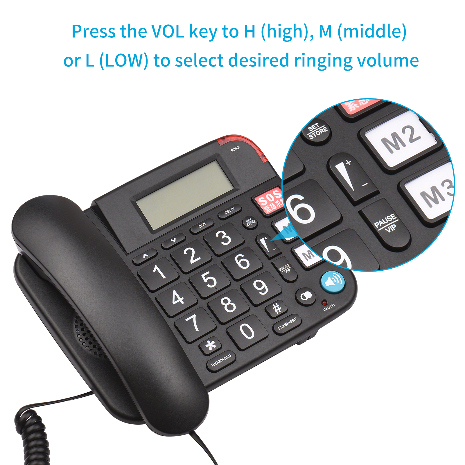 Snoer Vaste Telefoon Vaste Telefoon Grote Knop Voor Ouderen Senioren Telefoon Lcd Mute/Pauze/Hold/ Flash/herhalen/Handsfree