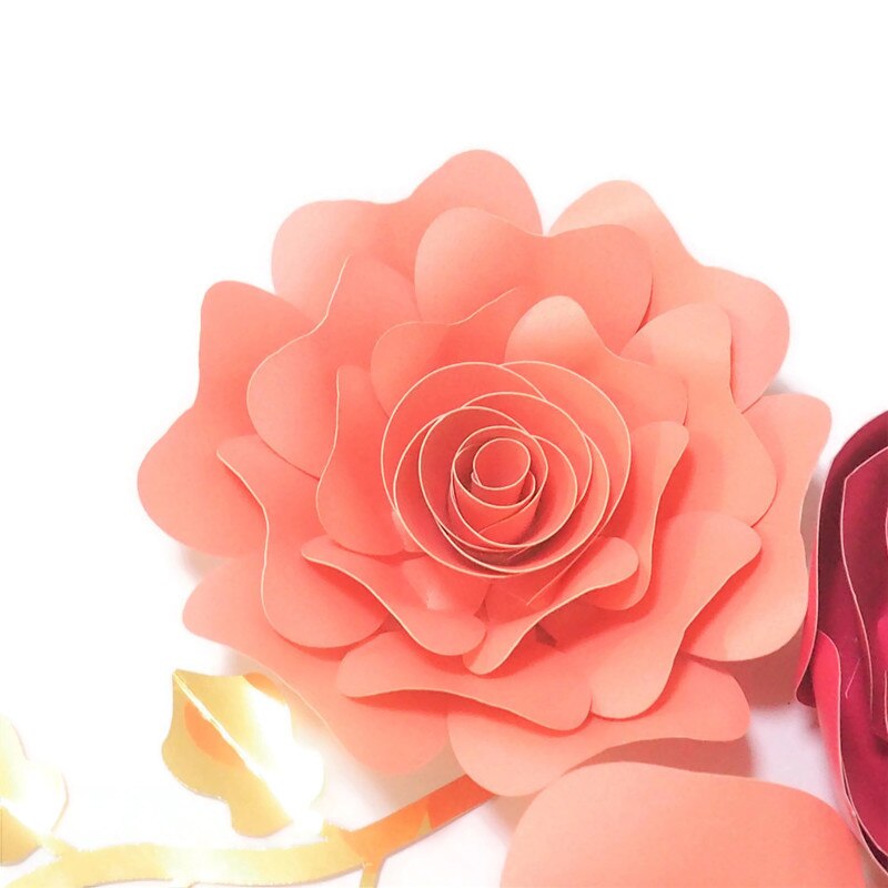 Handgemaakte Cardstock Rose Diy Papier Bloemen Bladeren Set Voor Wedding & Event Backdrops Decoraties Nursery Muur Deco Video Tutorials