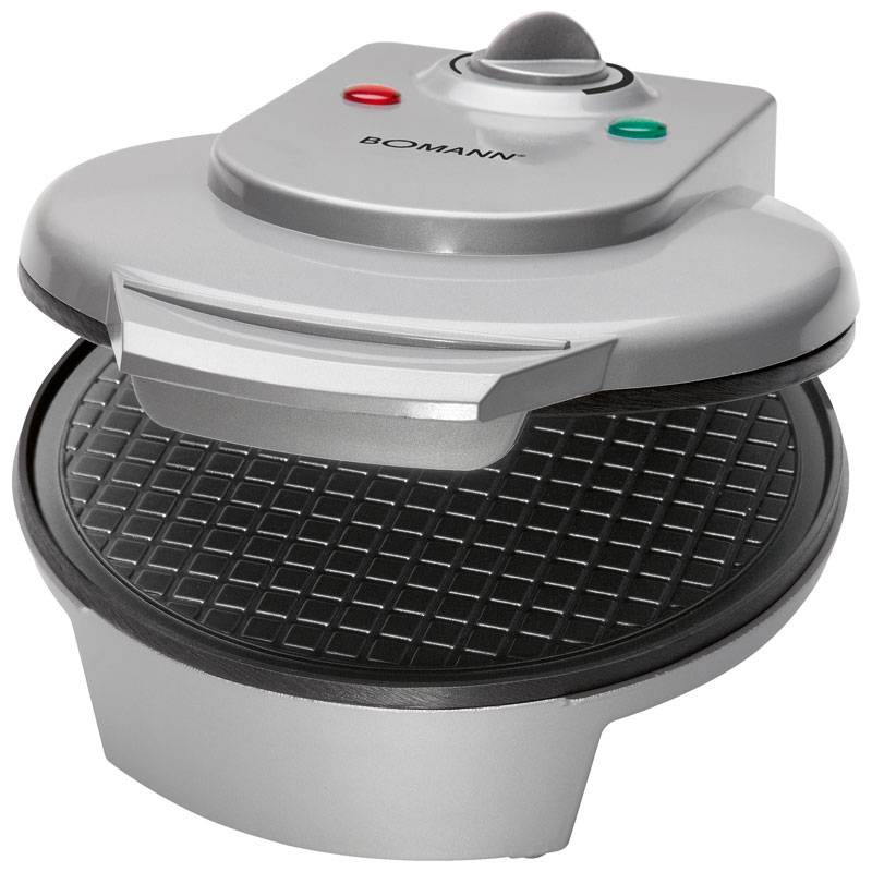 Bomann HA 5017 CB Máquina de Barquillos y Cucuruchos de Helados, Plato 18 cm, Antiadherente, Termostato Regulable 1200W Plata