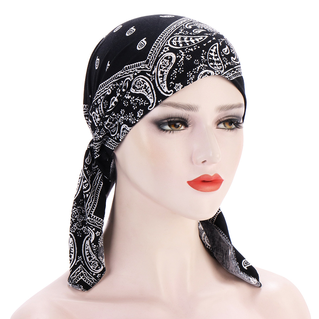 Turban imprimé à fleurs pour femmes, chapeau souple et élastique, foulard musulman, casquette, turban, nouvelle: 1