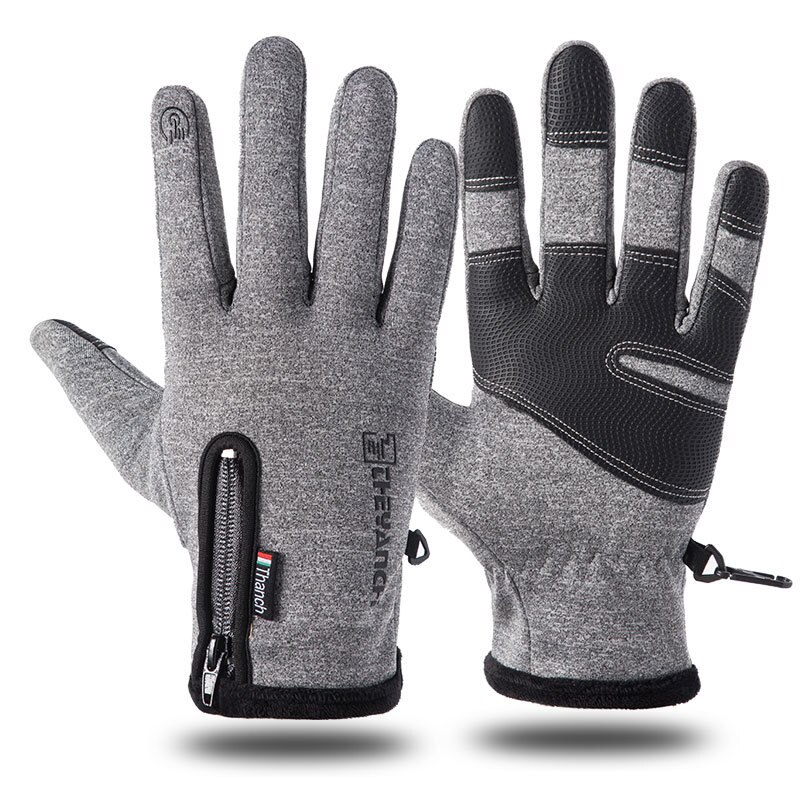 Guanti da neve Unisex guanti invernali guanti da ciclismo moto da esterno donna per Touchscreen freddo antivento antiscivolo: Grey / L