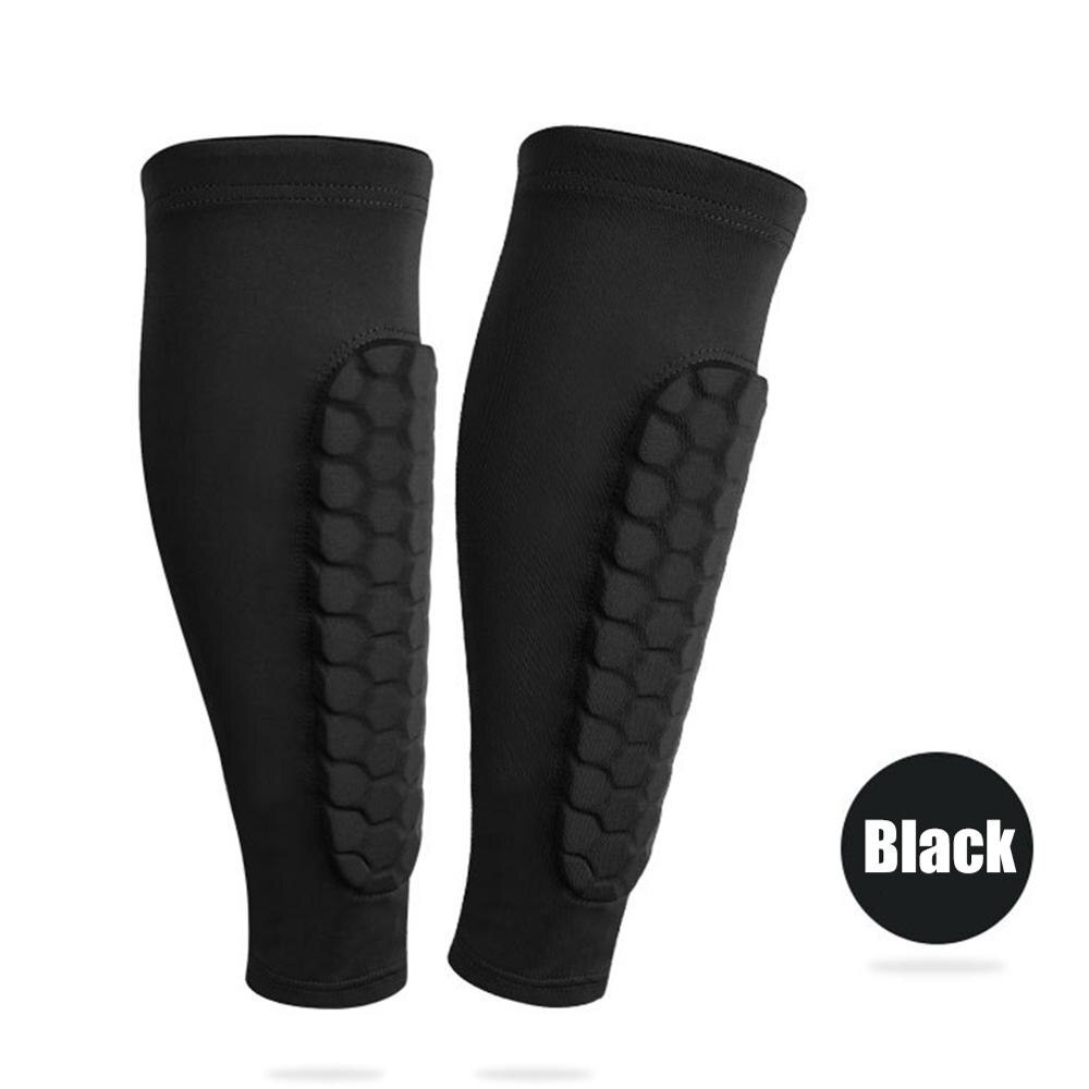 1 PC Honeycomb Shin Guard Sports Football Shields Soccer Legging Shinguards Leg Sleeves Protective Gear: Black / M