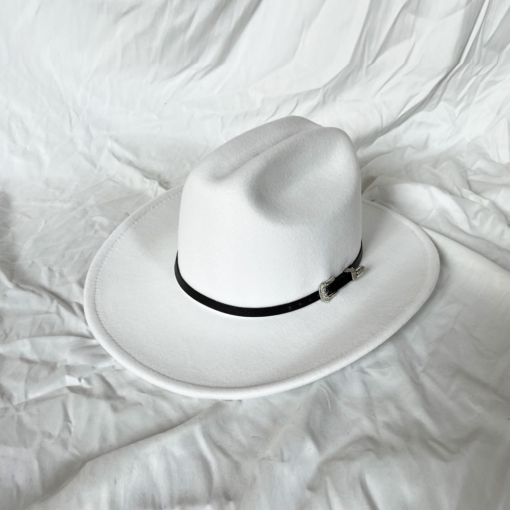 Novo chapéu de cowboy ocidental do vintage para cavalheiro masculino senhora jazz cowgirl com aba larga de couro cloche igreja sombrero hombre bonés: Branco