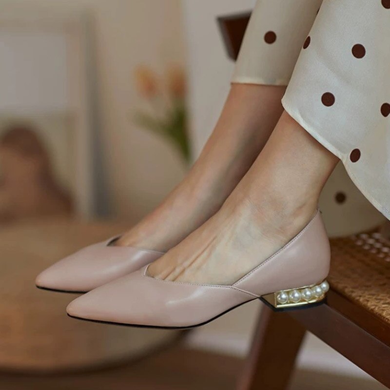 Comemore Summer Women décolleté tacco basso Slip on scarpe per ragazze eleganti ballerine mocassini in pelle da donna per ufficio 2022 mocassini 39: pink / 39