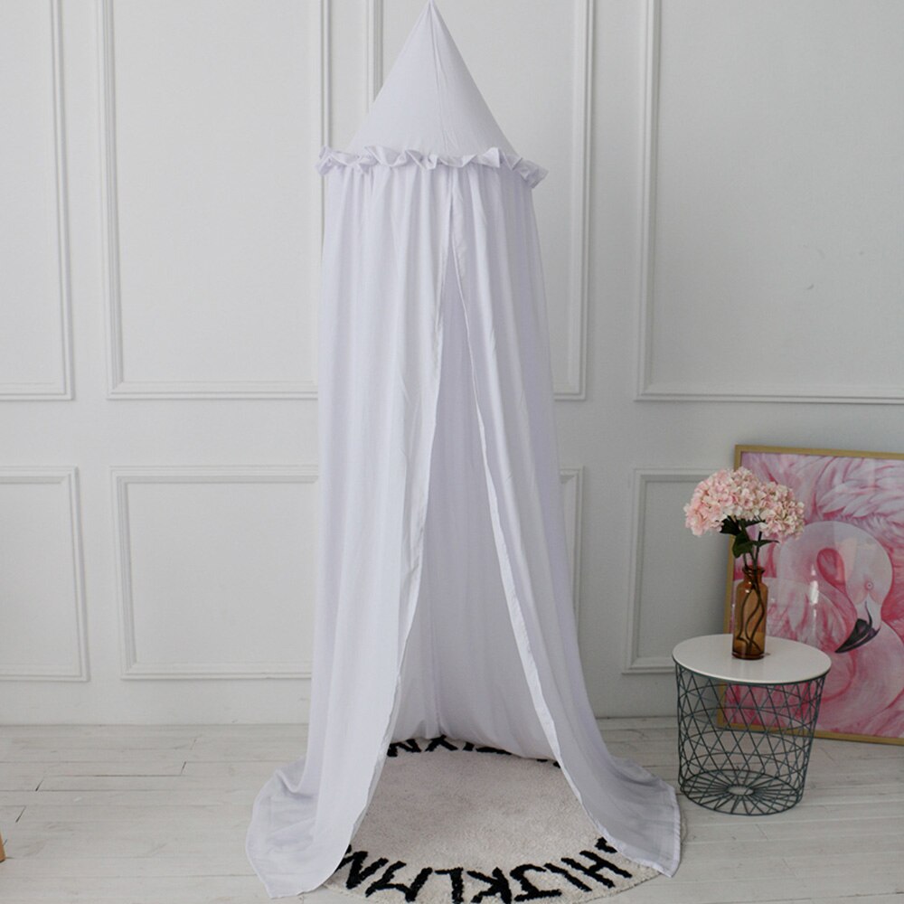 Baby sengetæppe børneværelse dekoration krybbe net baby telt vasket bomuldsklud hængt kuppel baby myggenet sengetæppe: Hvid