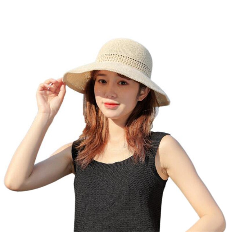 Sommer dam stråhat stor skygge solcreme uv beskyttelse strand hat dame rejse fritid hat