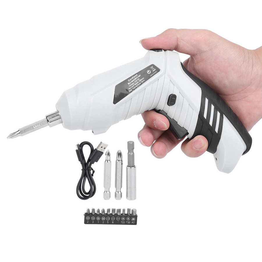 Cordless Electric Screwdriver Drill Kit Lithium-Ion Rechargeable Screw Drill Kit LED Home