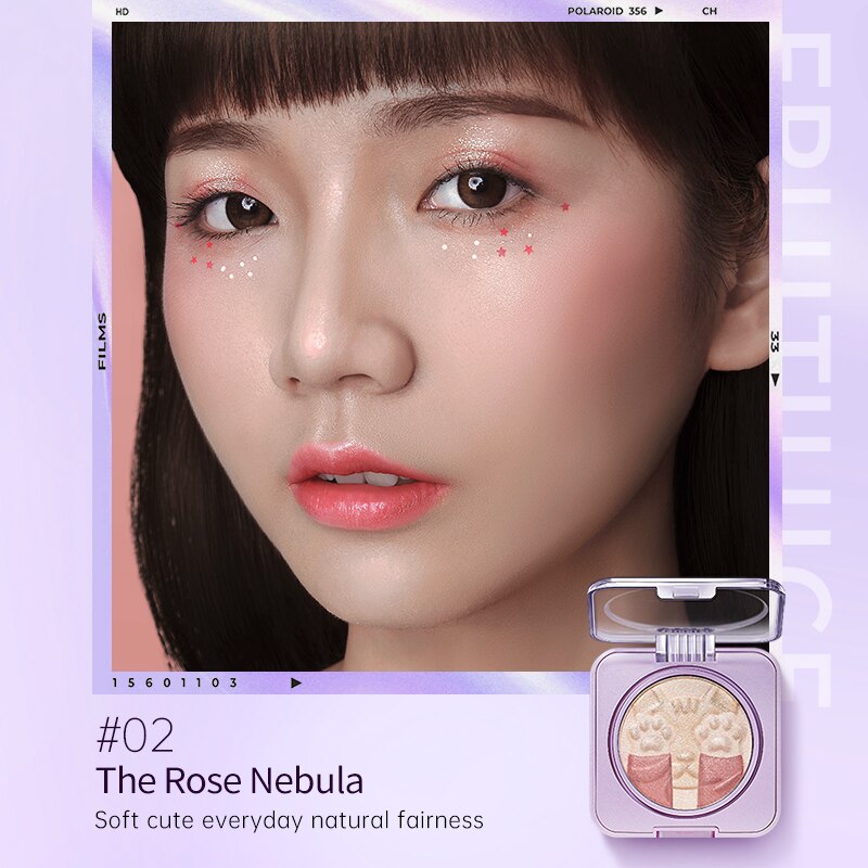ZEESEA Highlighter Make Up Face Blusher Palette Highlighter Contour Highlight Blush Glowing 2 In 1 Space Cat 4.2g: 02 Sakura Havana
