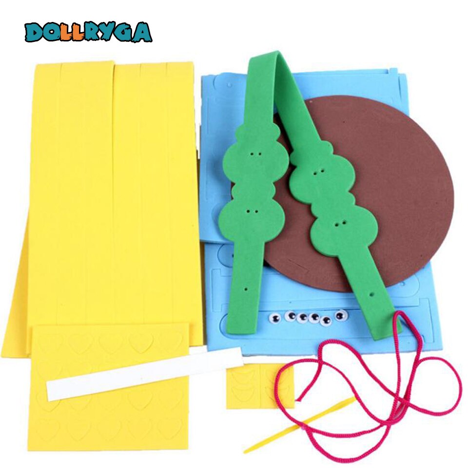 DOLLRYGA 1PC DIY Handgemachte Gestrickte Mehrfarbig gewebte Korb EVA Schaum Handwerk Bausätze Kindergarten freundlicher Pädagogisches Spielzeug für freundlicher