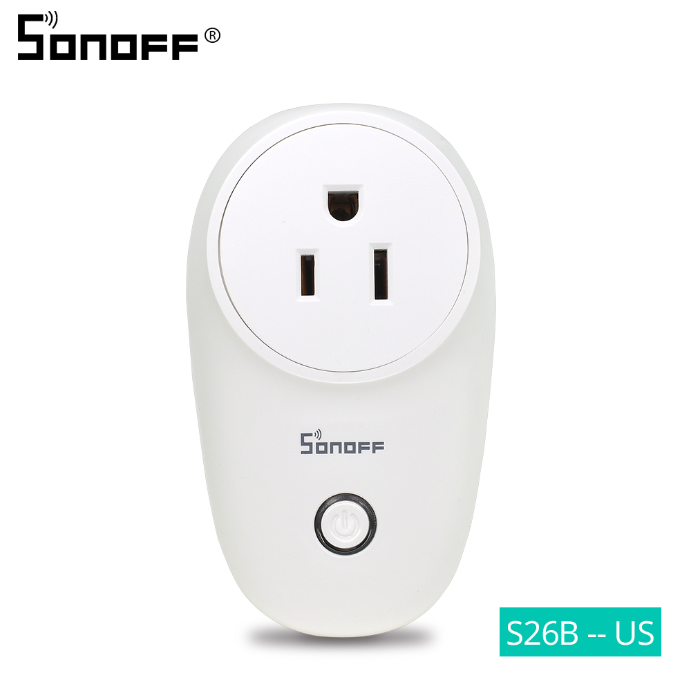 Sonoff S26 Presa Intelligente WiFi - Corrente Max 10A - Controllo Remoto via App e Assistenti Vocali: Spina S26 US