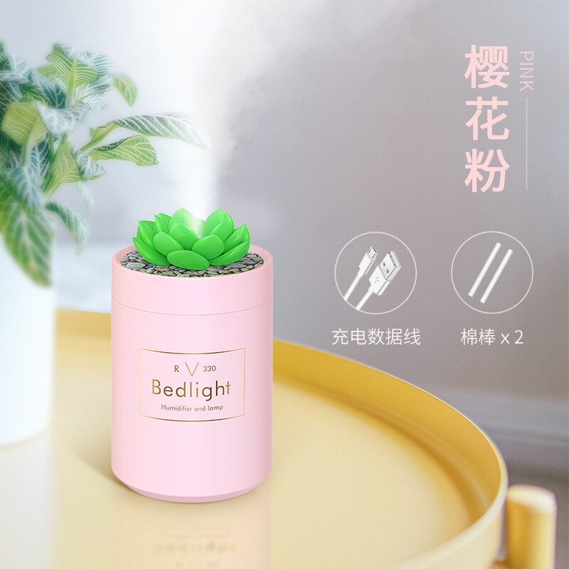 Luchtbevochtiger Usb Huishouden Lucht Verstuiver Kleine Nacht Lamp Bureau Oppervlak Panel Auto Gemonteerd Creatieve Retro: R4 Pink