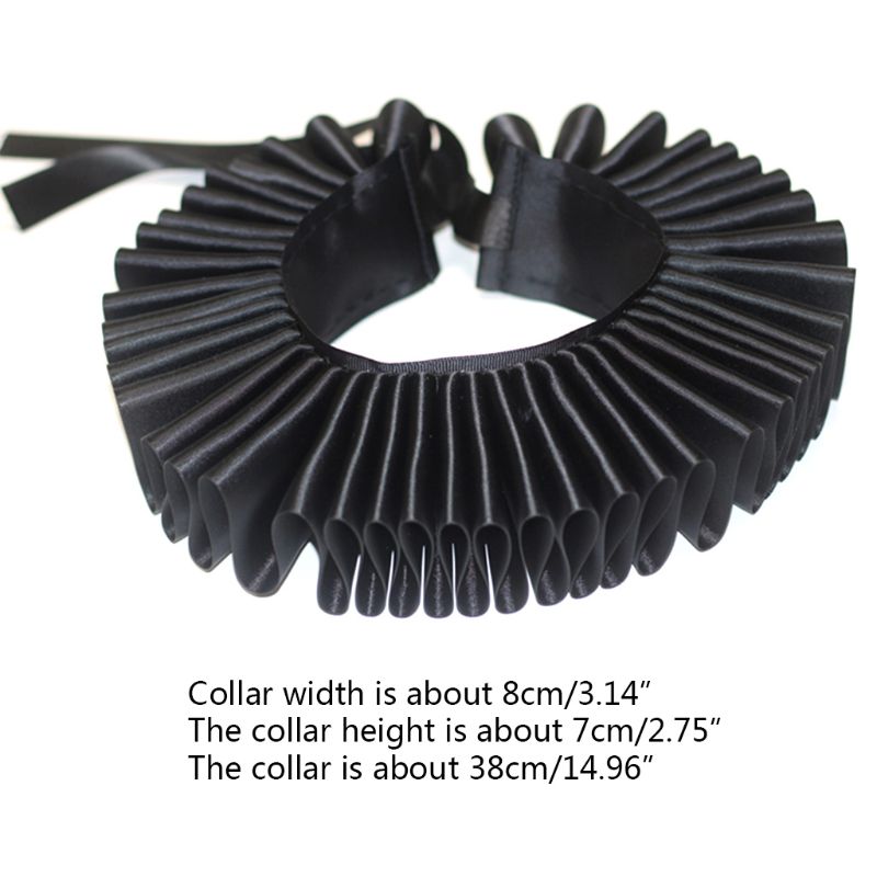 Womens Victorian Renaissance Ruffled Neck Collar Satin Clown Cosplay Choker Costume Accessory