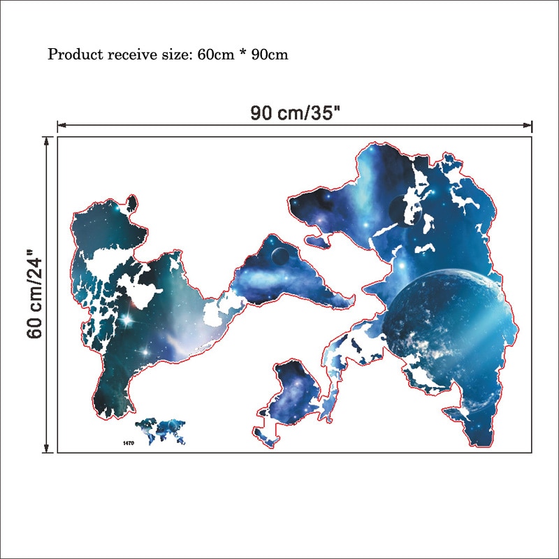 3D Blue Planet World Map Wall Stickers kids room Living room office background Home Decor Art Decals poster sticker Wallpaper