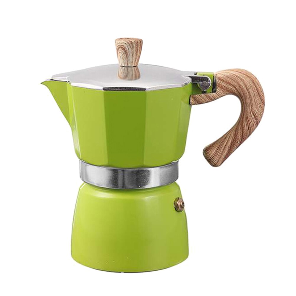Italiensk stil aluminium kaffemaskine espresso kaffemaskine maskine komfur top kedel espresso mokka kaffemaskine pot komfur: Grøn 150ml