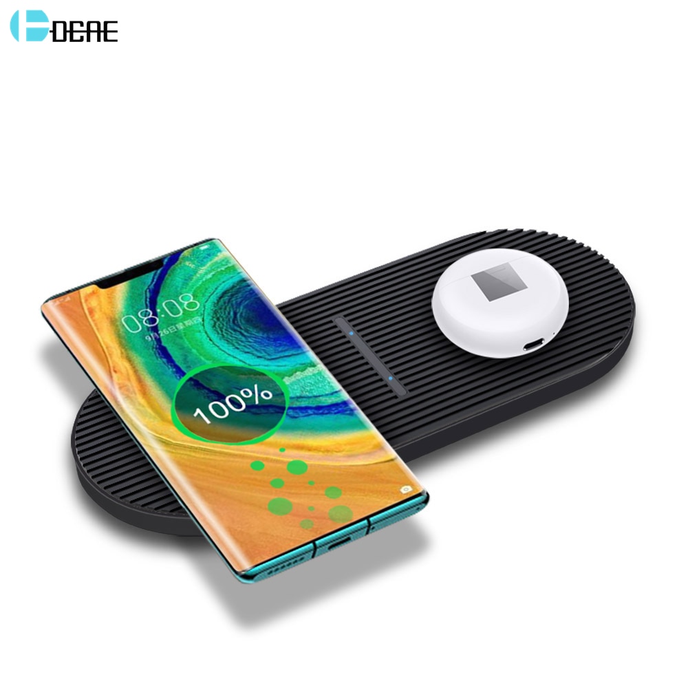 2 In 1 Qi Draadloze Oplader Voor Iphone 11 Xs Xr X 8 Airpods Pro 20W Dual Snel Opladen pad Voor Samsung S20 S10 Knoppen Huawei Xiaomi