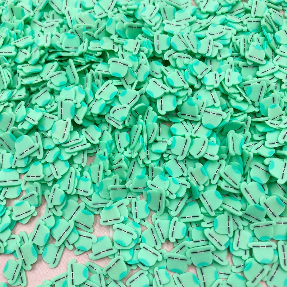 Sombrero verde de 5mm y 10mm, arcilla polimérica en rodajas para decoración de uñas, accesorios para teléfono, 100g: Verde claro
