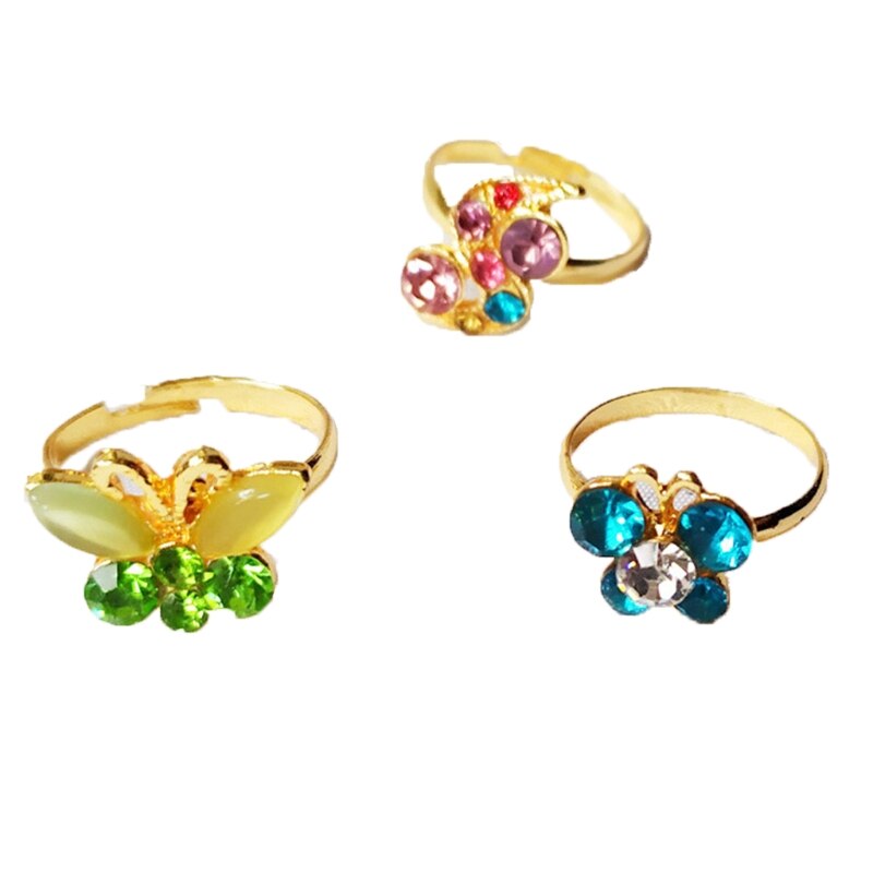 Diamond Kids Adjustable Ring Sparkling Small Diamonds Princess Jewelry Girl Favors