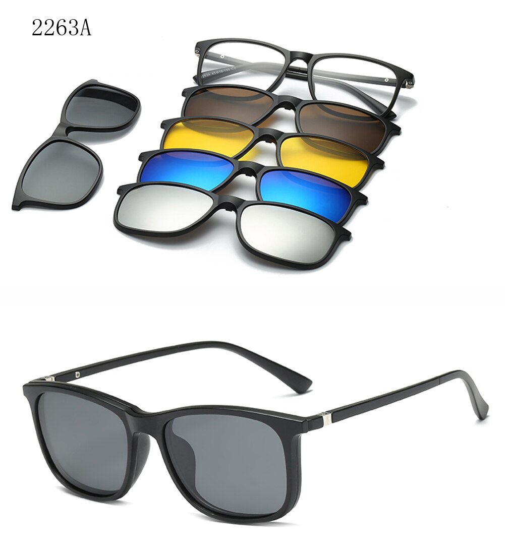 RUISIMO 5 lenes Magnet Sonnenbrille Clip Gespiegelt Clip auf Sonnenbrille clip auf gläser Männer Polarisierte Nach Rezept Myopie: CT2263A
