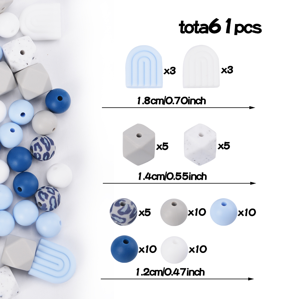 LOFCA Hexagonal arch round loose silicone beads for silicone necklaces DIY silicone teething necklaces silicone beads BPA free: WHITE
