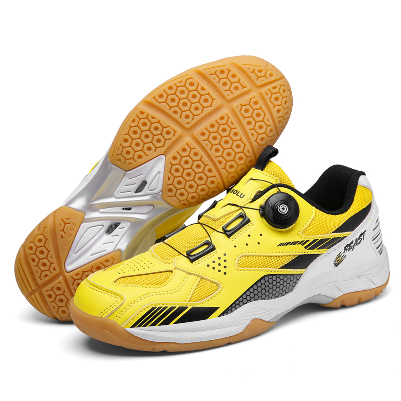 Zapatos de bádminton, zapatos deportivos de entrenamiento para interiores y exteriores, zapatos de tenis de mesa transpirables de malla antideslizantes y resistentes al desgaste: YELLOW / 37