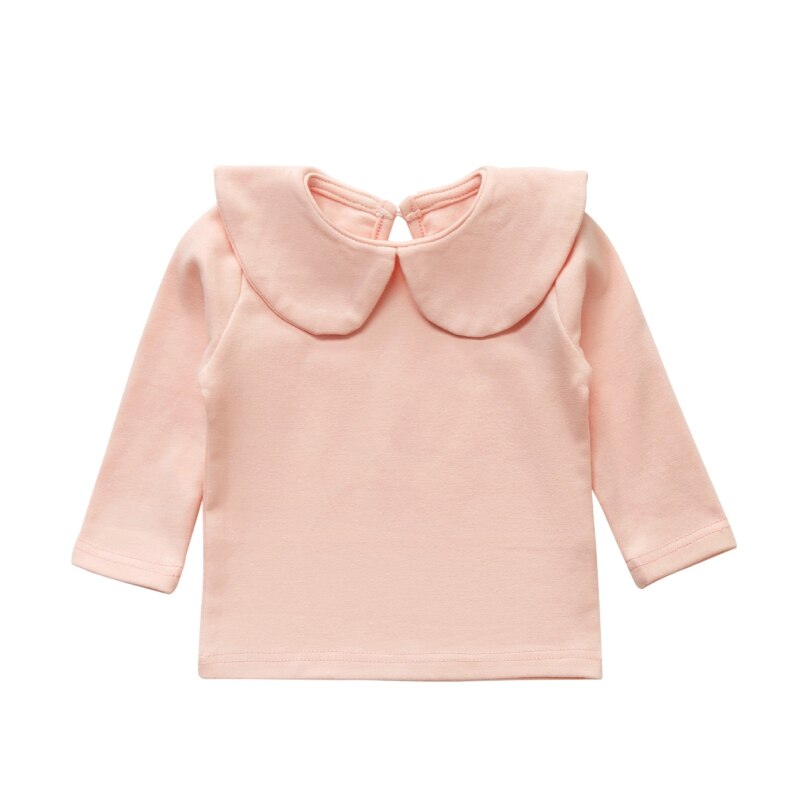 ZP-Bébé Filles T-Shirts Manches Longues Hauts Coton Décontracté Princesse Chemisier Printemps Automne Bambin Solide Hauts Filles Décontracté Vêtements: FC0932P / XL