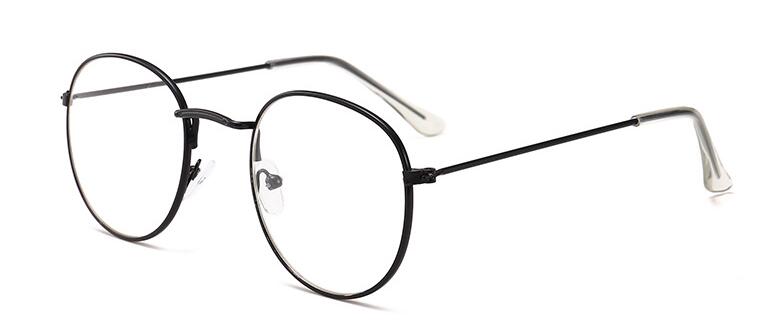 Korean Glasses Frame Retro Gold Eyeglass Frame Spectacles Round Computer Glasses Unisex NO Degrees 3447: Black