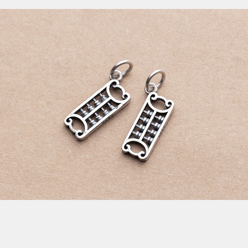 UQBing 100% 925 Sterling Silver Matte Retro Thai Silver Abacus Pendant Charms DIY Jewelry Making Necklaces