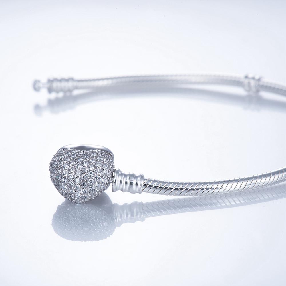 Bracelet with Heart-shaped lock inlaid with zircon 925 Sterling Silver Bracelets JCL005