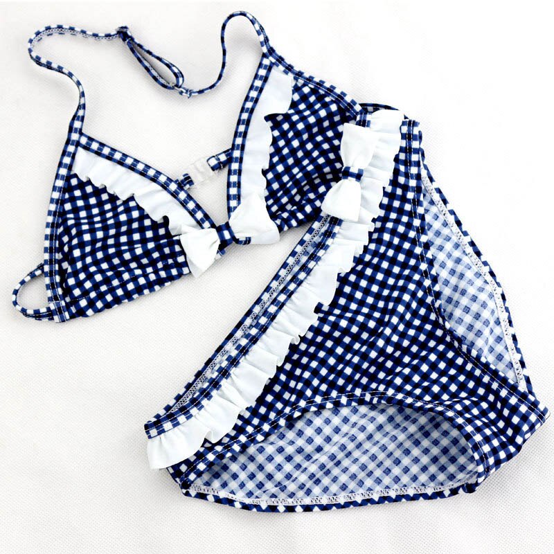 Cute Plaid Swimsuit Summer Children Split Two-piece Swimsuit Girls Bikini Girls Beautiful Bikini Children&#39;s Swimwear: B / 14