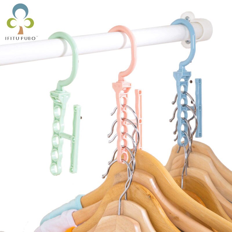 1 piezas conveniente con mango de de cinco agujero magia percha armario de secado Rack LXX