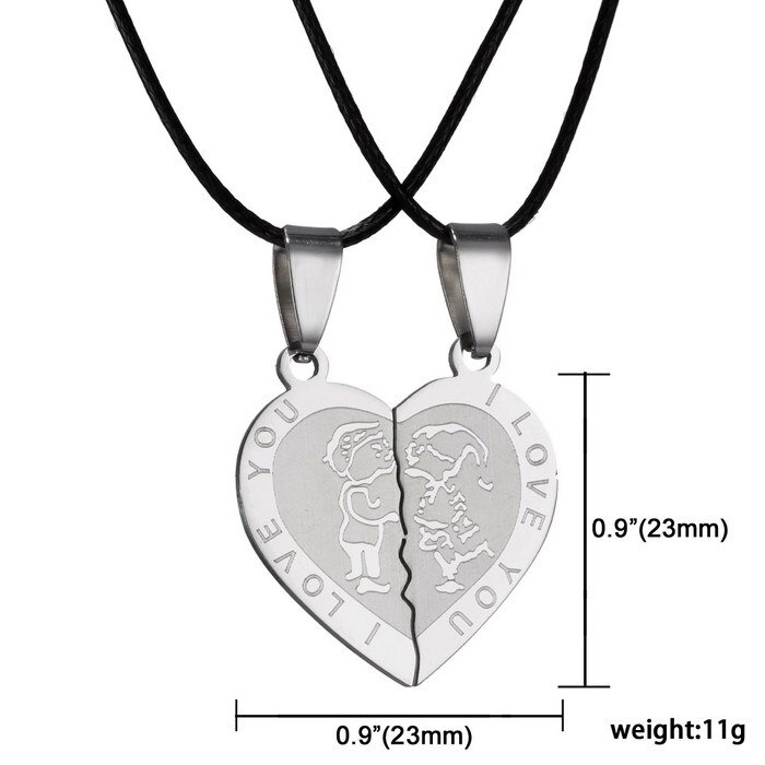 Mężczyźni kobiety naszyjnik dla par kocham cię serce miłości ze stali nierdzewnej stalowy wisiorek naszyjniki walentynki naszyjnik biżuteria prezent