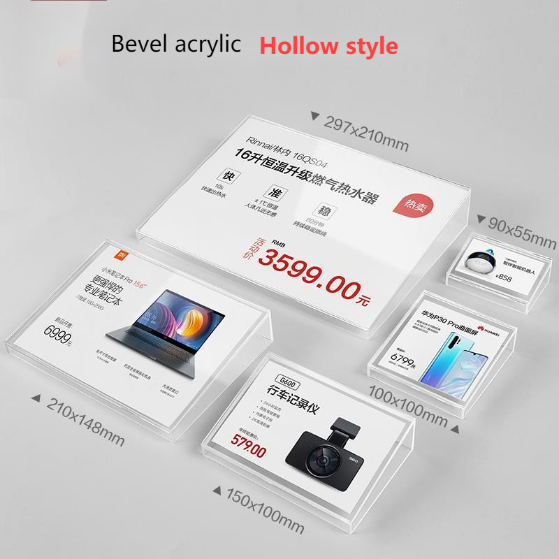 Acrylic Price Tag Label Frame Inclined Transparent Menu List Display Stand Vertical Commodity Introduction Sign Holder: type 3