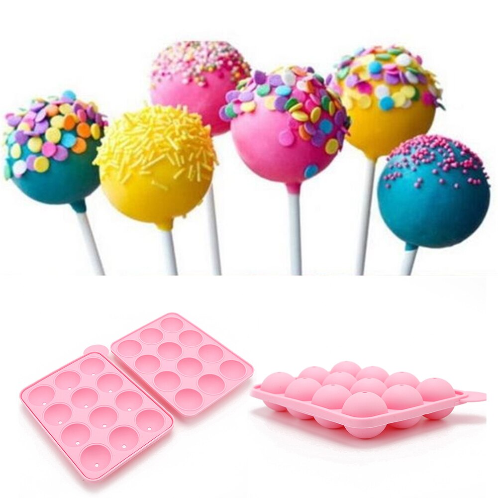 1pc 12 huller chokoladekugle cupcake kage slik maker gør-det-selv bageværktøj silikonepop slikkepind form stavbakke kageform