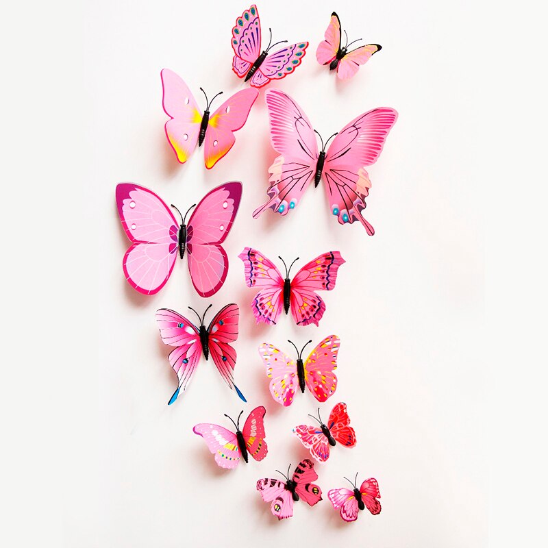 12 stk 3d pink sommerfugl køleskab magnet jakkesæt til børn hjem køkken dekoration ornamenter ideer magneter køleskabe diy