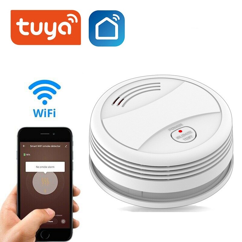 Tuya WiFi Smoke Alarm Fire Protection Smoke Detector Smokehouse Combination Fire Alarm Home Security System Firefighters