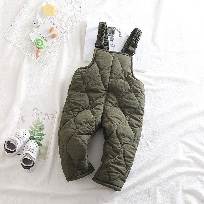 CITRUS-ropa de invierno para niños y niñas, pantalones con tirantes de color sólido, cálido: Green / 9-12M